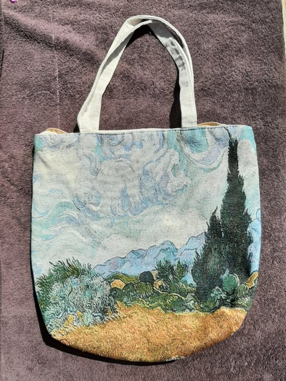 Van Gogh Tapestry Tote Bag/Purse "Wheat Fields" Zipper Close 17" x 17"